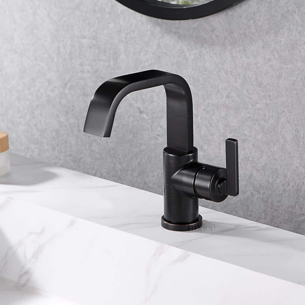 Oil Rubbed Bronze Single Hole Bathroom Faucet with Drain Assembly