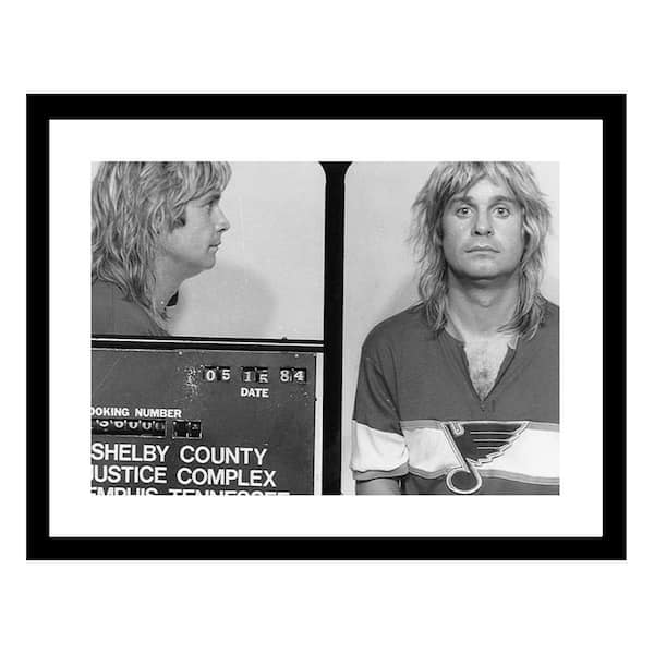 Ozzy Osbourne 1984 Mugshot Photos by Unknown 1-Piece Framed Graphic Print Abstract Poster Art Print 18 in. x 14 in.