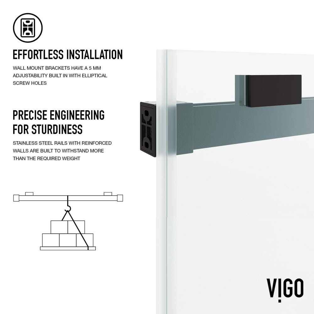 Houston 66" Frameless Matte Black Sliding Tub Door with Clear Glass