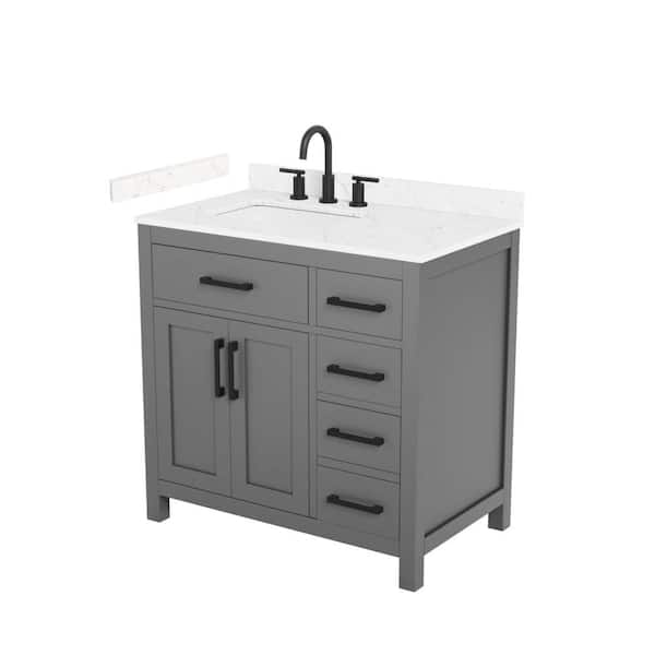Beckett 36 in. Single Freestanding Dark Gray Bath Vanity with Carrara Cultured Marble Top