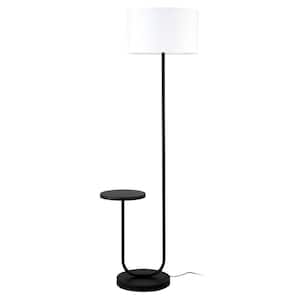 65.75 in. Black and White 1 1-Way (On/Off) Tripod Floor Lamp for Living Room with Cotton Drum Shade