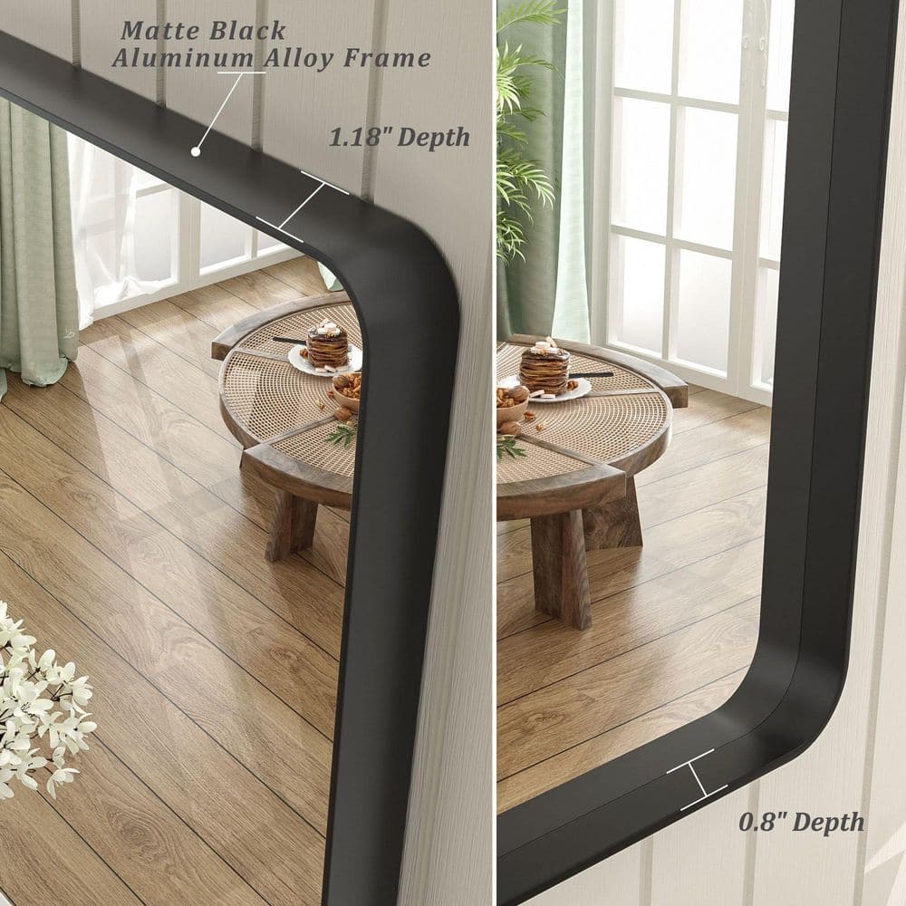 60x28 Matte Black Aluminum Framed Rectangular Vanity Mirror