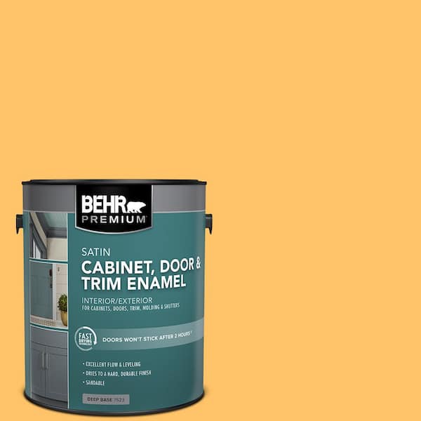 BEHR PREMIUM 1 gal. #PPU6-06 Honey Locust Satin Enamel Interior/Exterior Cabinet, Door & Trim Paint
