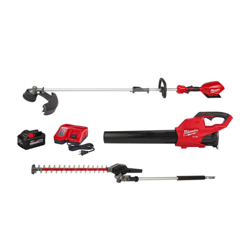 Milwaukee M18 Fuel 18V Brushless Cordless Quik-Lok String Trimmer/Blower Combo Kit with Hedge Trimmer Attachment (3-Tool)