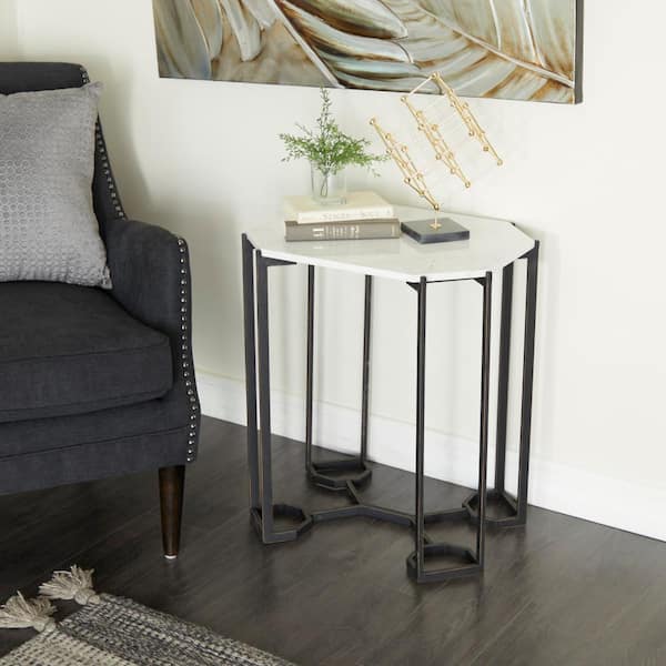 Litton Lane 24 in. White Metal Contemporary Accent Table