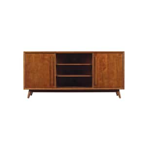 Leawood 54 in. Mahogany Cherry Wood TV Stand Fits TVs Up to 60 in. with Adjustable Shelves