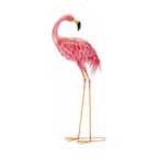 14.25 in. x 7.75 in. x 33 in. Bright Standing Flamingo Looking Back
