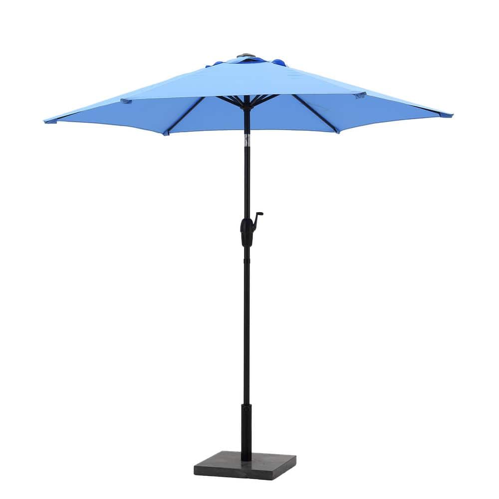SERGA 7.5 ft. Outdoor Tilt and Crank Market Patio Umbrella in Light Blue