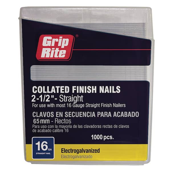 Grip-Rite 2-1/2 in. x 16-Gauge Electrogalvanized Steel Finish Nails 1000 per Box
