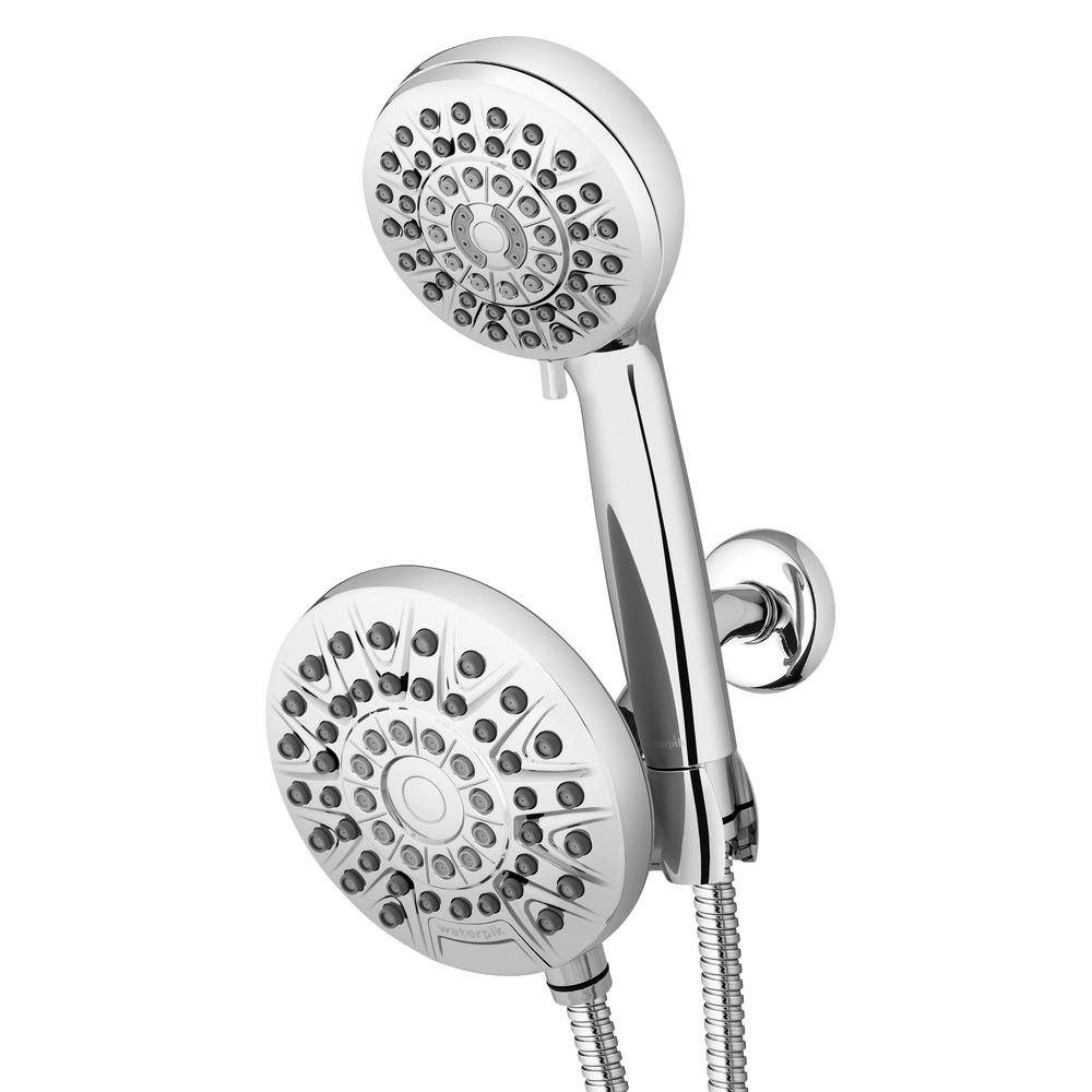 Waterpik 8-Spray Patterns with 1.8 GPM 6.25 in. Wall Mount Dual Shower Head  and Handheld Shower Head in Chrome XPA-133E/763ME The Home Depot