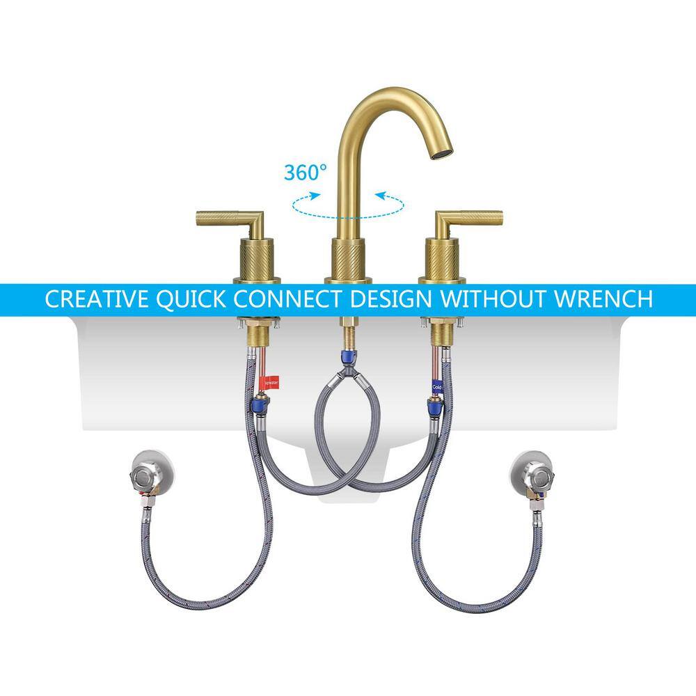 Brushed Gold Stainless Steel Double Handle Bathroom Faucet