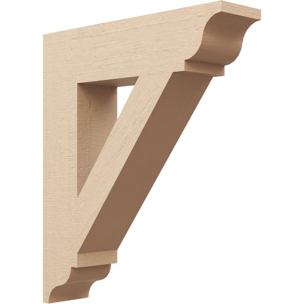 Ekena Millwork 5.5 in. x 28 in. x 24 in. Traditional Traditional Rough Cedar Woodgrain Timberthane Polyurethane Bracket, Primed Tan