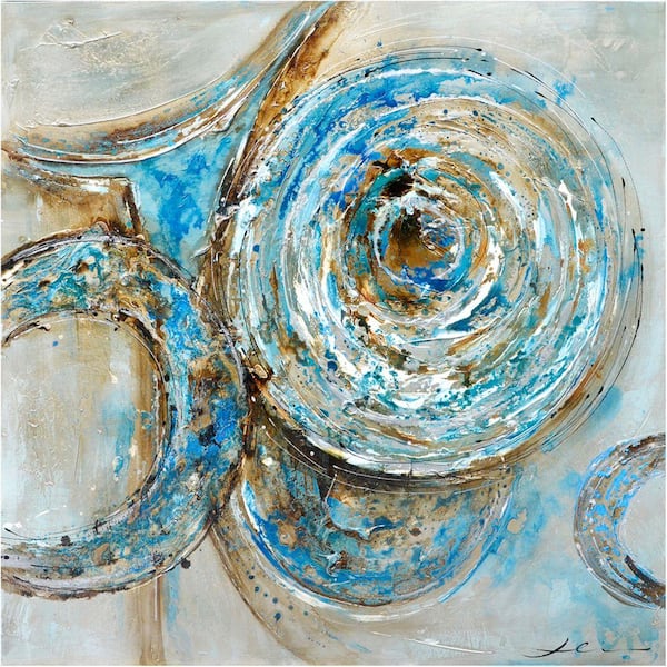 Yosemite Home Decor 40 in. x 40 in. "In A Whirl II" Hand Painted Contemporary Artwork