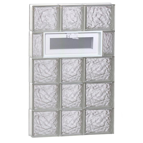 Clearly Secure 21.25 in. x 38.75 in. x 3.125 in. Frameless Ice Pattern Vented Glass Block Window