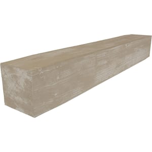 6 in. x 8 in. x 3 ft. Sandblasted Faux Wood Beam Fireplace Mantel White Washed
