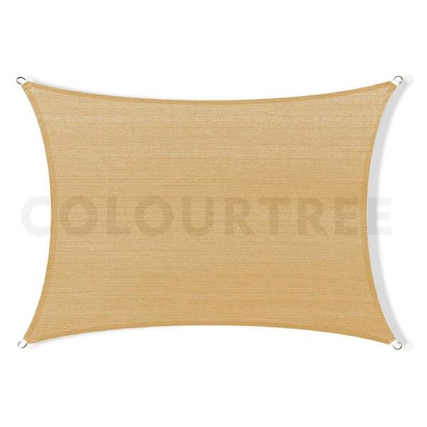 COLOURTREE 19 ft. x 10 ft. 190 GSM Sand Beige Rectangle Sun Shade Sail Screen Canopy, Outdoor Patio and Pergola Cover (Custom Size)