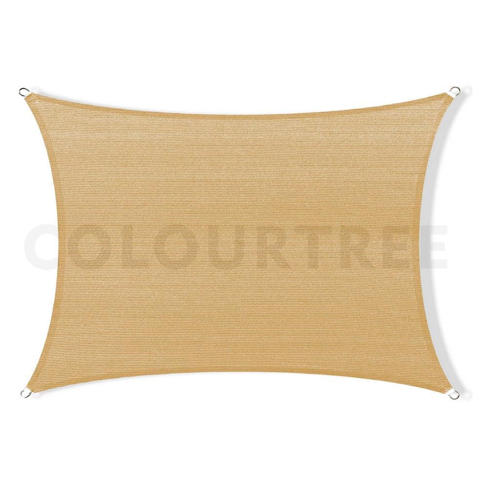 Sand Beige 14' x 18' HDPE Patio Shade Sail with Stainless Steel D-Rings