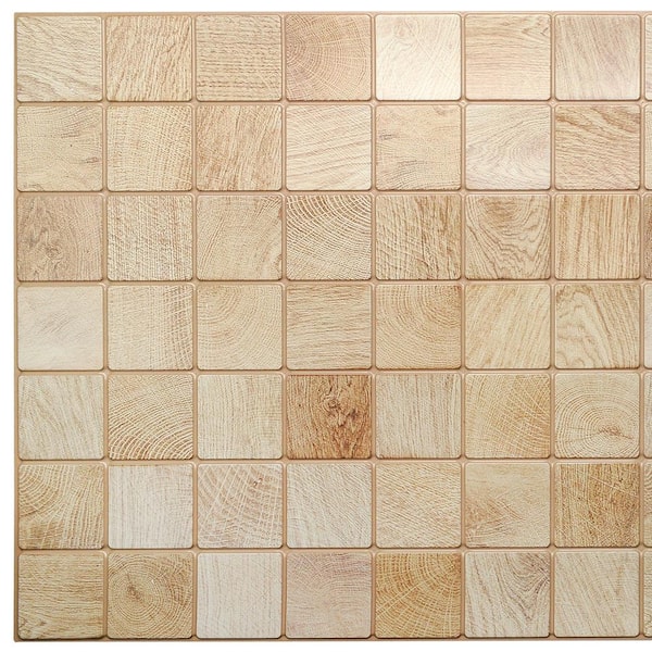Dundee Deco 3D Falkirk Retro 1/100 in. x 38 in. x 19 in. Off White Faux Timber PVC Decorative Wall Paneling (5-Pack)