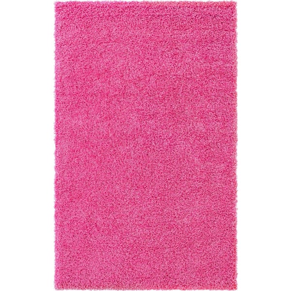 Unique Loom Solid Shag Taffy Pink 5 ft. x 8 ft. Area Rug
