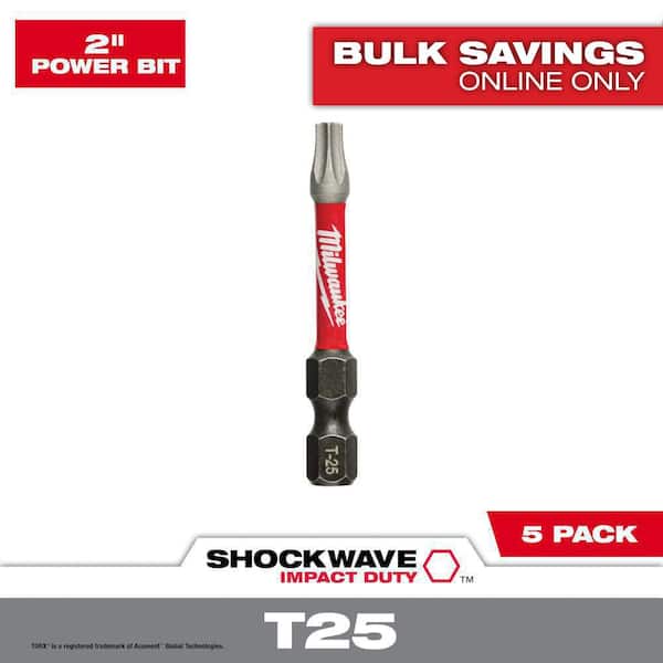 Milwaukee SHOCKWAVE Impact Duty 2 in. T25 Torx Alloy Steel Screw Driver Bit (5-Pack)