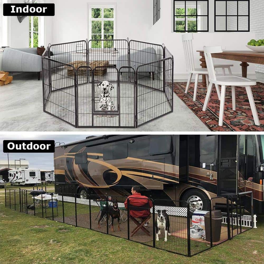 Heavy Duty Black Metal 40" Pet Playpen with Door