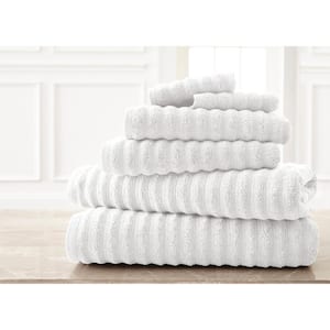 StyleWell Quick Dry Cotton Bright White Ribbed 6-Piece Bath Towel Set  SET_BRWH_RQDTWL - The Home Depot