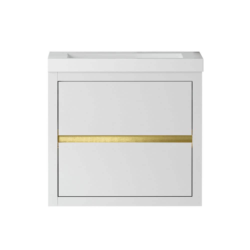 24 in. Wall-Mounted Glossy White Bath Vanity with Glossy White Solid Surface Top Assembled price history on PriceWatchPro