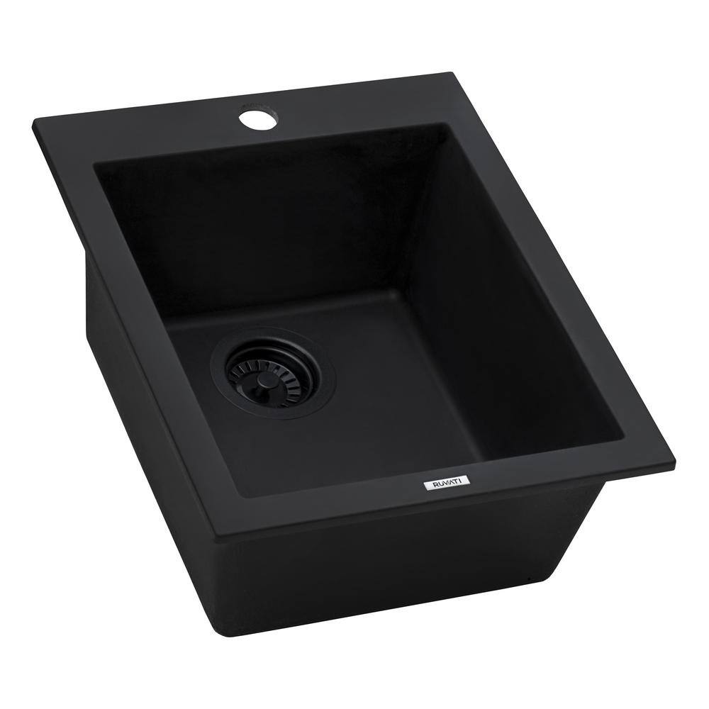 Midnight Black Granite Composite Single Bowl Kitchen Sink