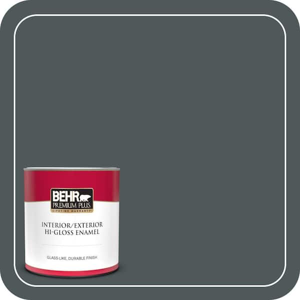 BEHR PREMIUM PLUS 1 qt. #N440-7 Midnight in NY Hi-Gloss Enamel Interior/Exterior Paint & Primer