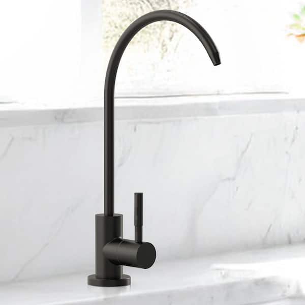 Round Single Handle Beverage Faucet for Water Filtration System in Matte Black
