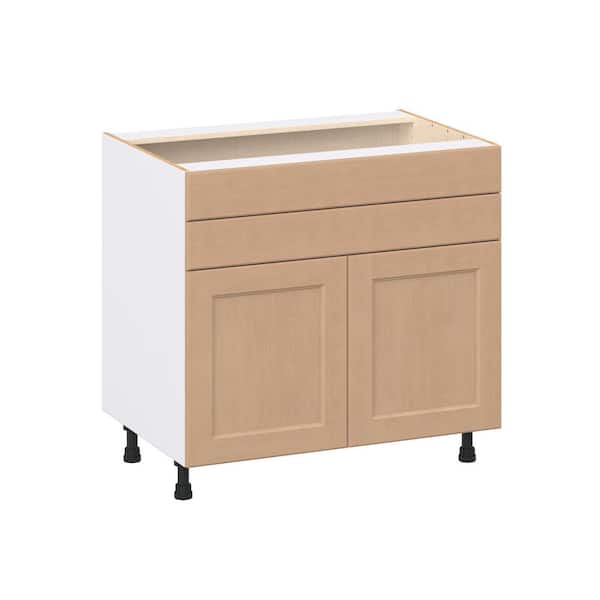 Lakewood 36 in. W x 24.5 in. D x 34.5 in. H Assembled Shaker Cooktop Base Kitchen Cabinet in Sugar Cookie with 2-Drawers