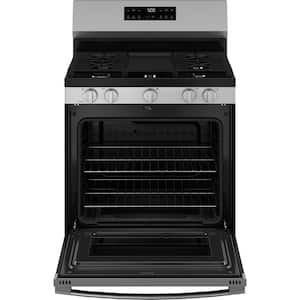 30 in. 5-Burners Free-Standing Gas Range in Stainless Steel with Crisp Mode