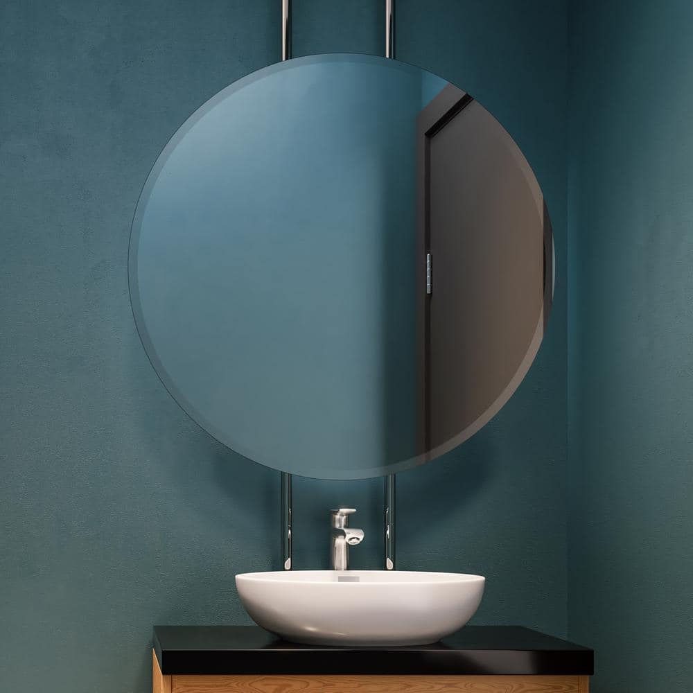 30" Round Frameless Polished Bathroom Vanity Mirror