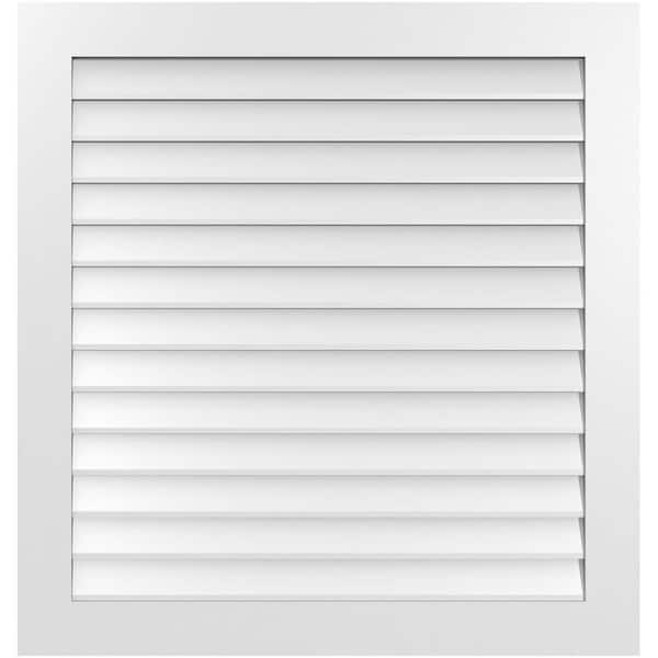 Ekena Millwork 40" x 42" Rectangular White PVC Paintable Gable Louver Vent Non-Functional