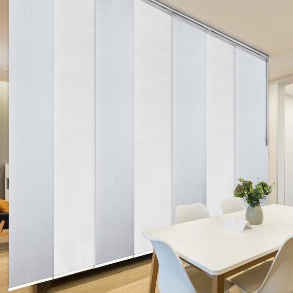 EMOH Crystalline 110 in. - 153 in. W x 94 in. L Adjustable 7-Panel Satin Nickel Single Rail Panel Track with 23.5 in. Slates