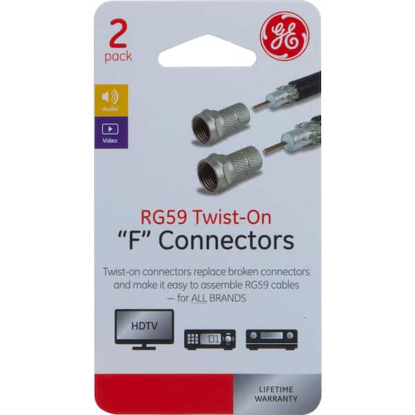 with F Connectors F-Type Pin Plug Socket Male Twist-On Adapter Jack with Shielded RG59 RG-59/U Coax Patch Cable Wire Cord White TNP Coaxial Cable 25 Feet