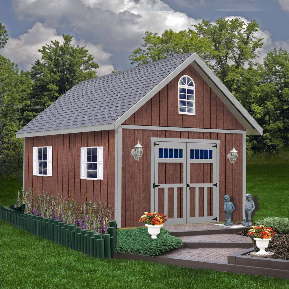 Gray 12' x 20' Wood Shed Kit with Windows