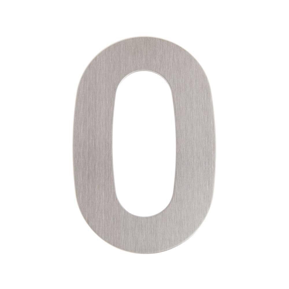 6 in. Silver Stainless Steel Floating House Number 0