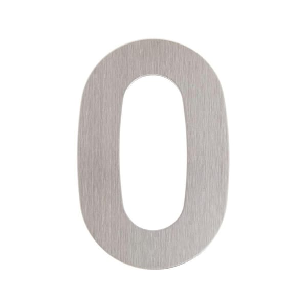 6 in. Silver Stainless Steel Floating House Number 0