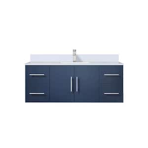 Geneva 48 in. W x 22 in. D Navy Blue Bath Vanity, Cultured Marble Top, and Faucet Set