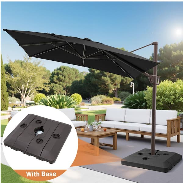 11 rectangular offset patio umbrella Outsunny 11ft Cantilever with Base Crank Brown reaching up to 240 lbs 11 ft Rectangular Patio Umbrellas