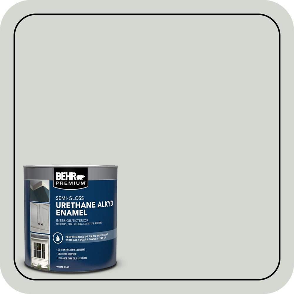 BEHR PREMIUM 1 qt. #N410-2 Brook Green Semi-Gloss Enamel Urethane Alkyd ...
