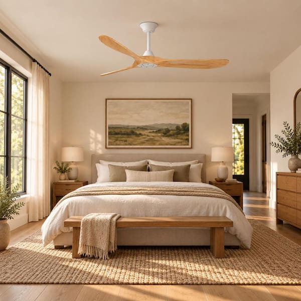 MODERN HABITAT 60 in. Indoor Downrod Mount Oak Solid Wood Blades