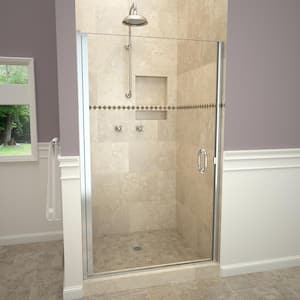 1200 Series 28 in. W x 72 in. H Semi-Frameless Pivot Shower Door in Polished Chrome with Pull Handle and Clear Glass