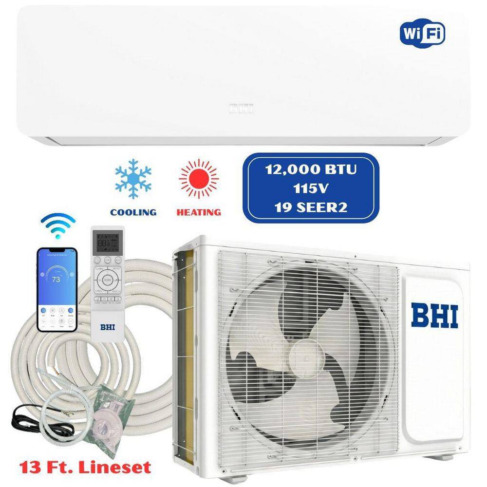12,000 BTU 115-Volt, 19 SEER2, Wi-Fi, 600 sq. ft. Ductless Mini Split Air Conditioner with Heat Pump, 13 ft. lineset price history on PriceWatchPro