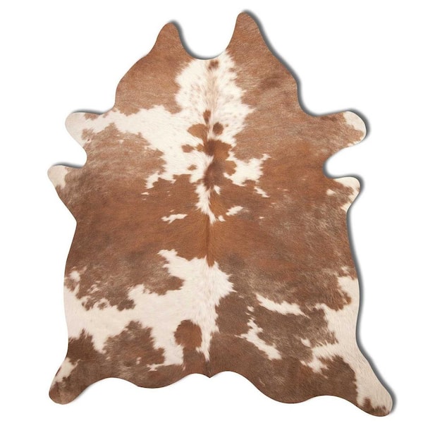 HomeRoots Josephine Brown and White 6 ft. x 7 ft. Specialty Cowhide Area Rug