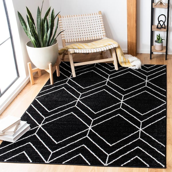 Adirondack Black/Ivory Doormat 3 ft. x 5 ft. Diamond Area Rug