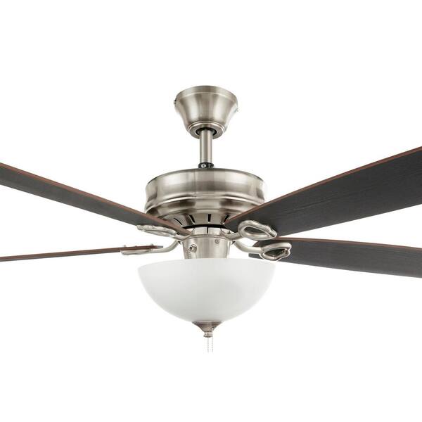 Chantilly 52 In Indoor Brushed Nickel Ceiling Fan With Light Hlc52 B Bn The Home Depot Indoor Brushed Nickel Ceiling Fan, Double Ceiling Fan Home Depot