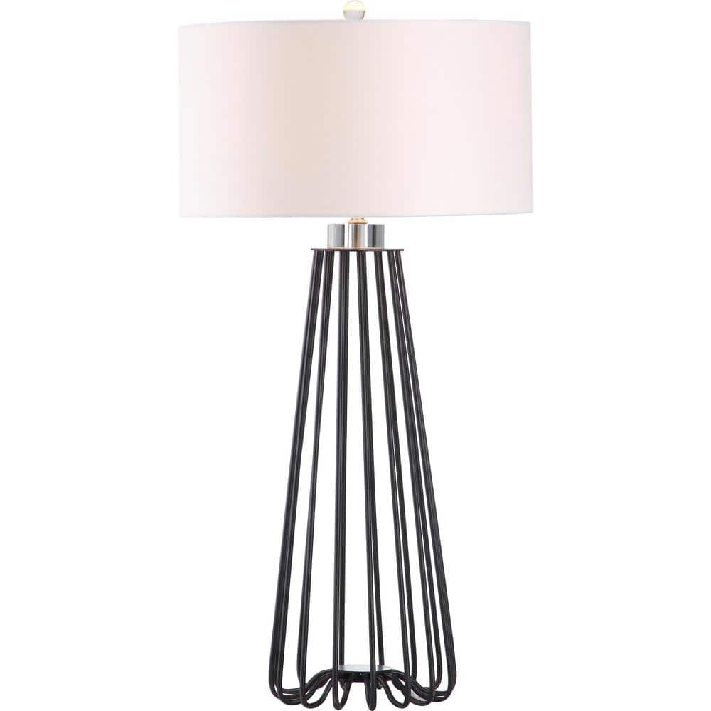 Estill Industrial Chic Black Metal 31" Table Lamp with White Shade