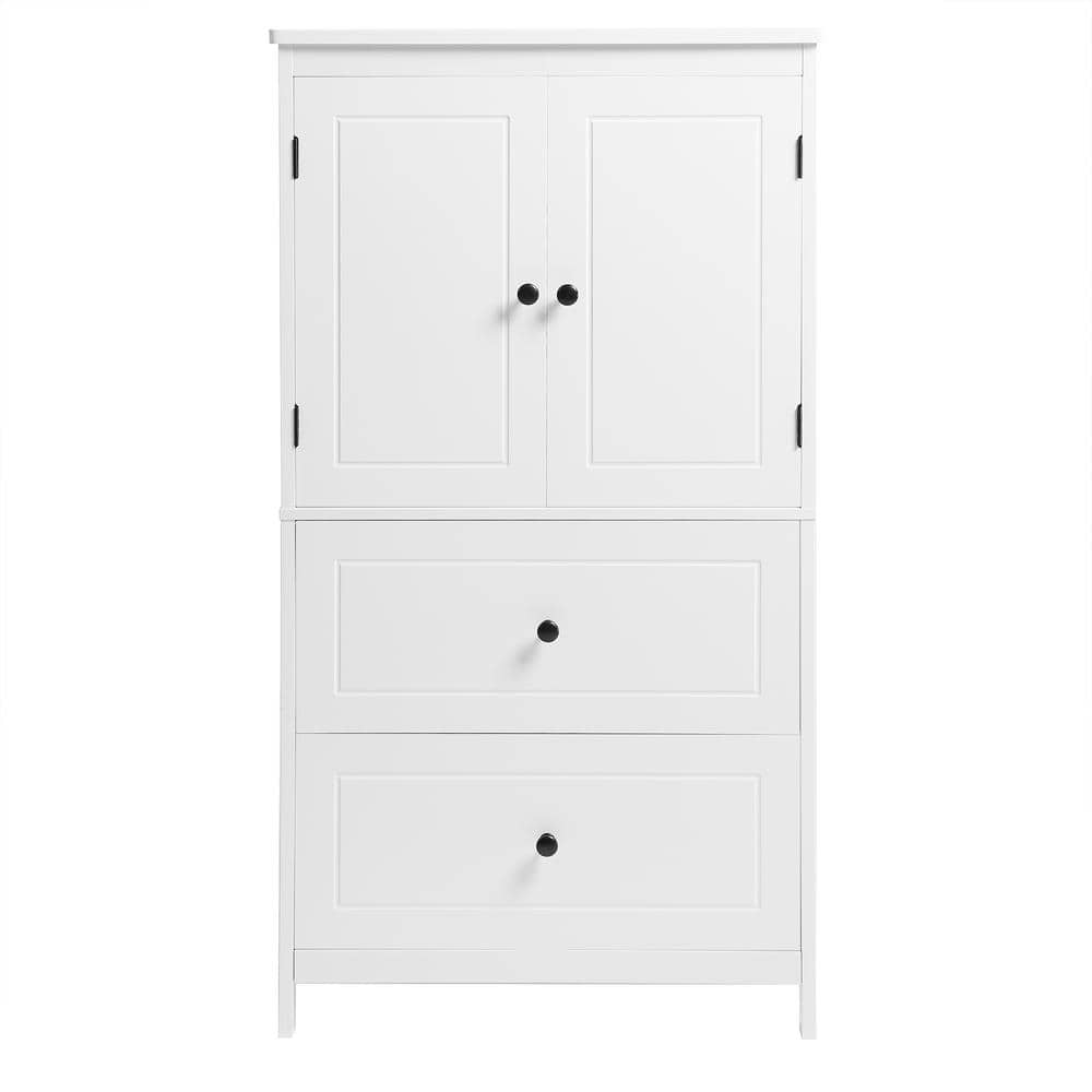 23.6 in. W x 11.8 in. D x 43.3 in. H White Linen Cabinet with 2-Doors and Drawers, Adjustable Shelf price history on PriceWatchPro